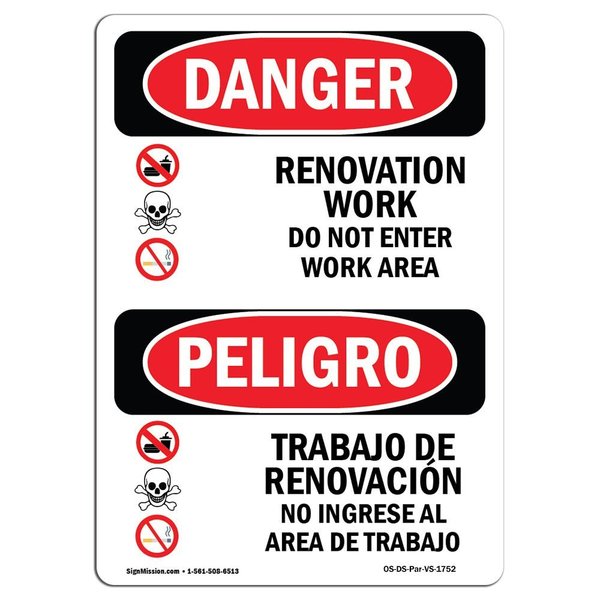 Signmission Safety Sign Osha Height Rigid Plastic Renovation